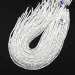 Natural White Mother of Pearl Shell Short Cylinder Rounded Tube Beads 3mm 15.5" Strand