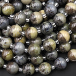 AAA Rare Natural Dendritic Jade 12mm 14mm Round Beads 15.5" Strand