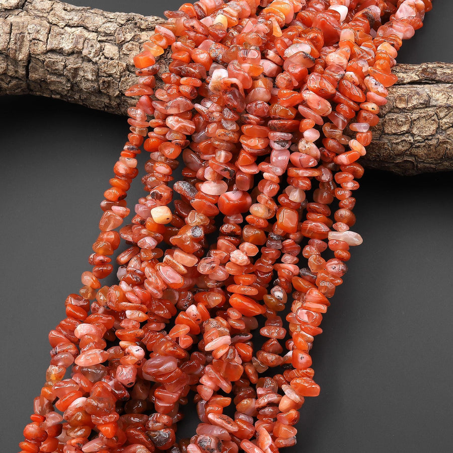 Rare Natural Moroccan Red Agate Irregular Chip Nugget Beads Gemstone 15.5" Strand