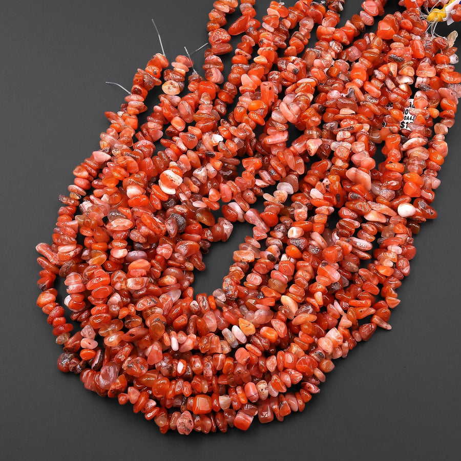 Rare Natural Moroccan Red Agate Irregular Chip Nugget Beads Gemstone 15.5" Strand