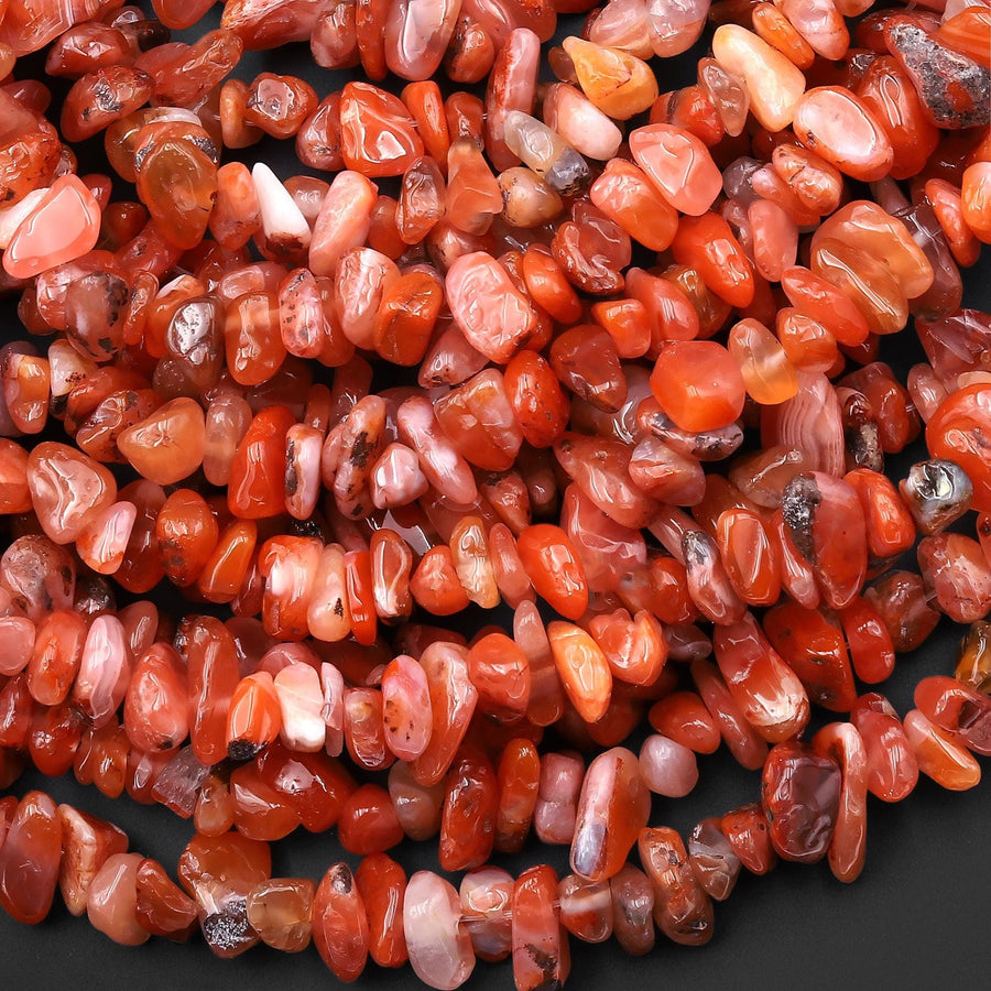 Rare Natural Moroccan Red Agate Irregular Chip Nugget Beads Gemstone 15.5" Strand