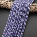 AAA Natural Light Blue Iolite Faceted 4mm Thin Rondelle Beads 15.5" Strand