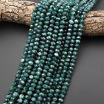 AAA Faceted Natural Guatemalan Dark Blue Green Jade 8mm Rondelle Beads 15.5" Strand B4375