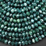 AAA Faceted Natural Guatemalan Dark Blue Green Jade 8mm Rondelle Beads 15.5" Strand B4375