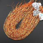 AAA Faceted Genuine Natural Zircon 3mm 4mm Rondelle Beads Fiery Orange Yellow Peach Diamond Cut Gemstone 15.5" Strand