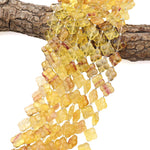 Rare Natural Honey Golden Yellow Mauve Candy Fluorite 4 Four Leaf Clover Flower Beads 14mm 3D Carving 15.5" Strand