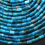 Natural Blue Apatite Tube Cylinder Beads 5x7mm 15.5" Strand