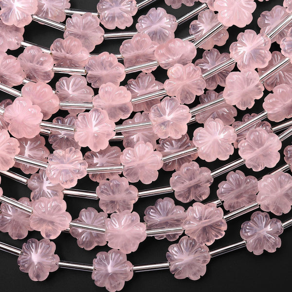 10mm Natural Pink Rose Quartz Round Gemstone Beads Silver Hook Earrings - Handmade