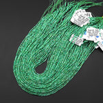 AAA Real Genuine Natural Colombia Green Emerald Gemstone Faceted 2mm Round Beads May Birthstone 15.5" Strand