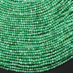 AAA Real Genuine Natural Colombia Green Emerald Gemstone Faceted 2mm Round Beads May Birthstone 15.5" Strand