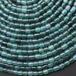 AAA Natural Guatemalan Blue Green Jade Smooth Thin 5x4mm Tube Cylinder Beads 15.5" Strand