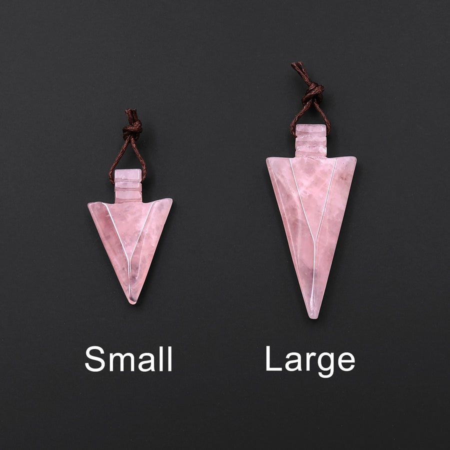 Natural Pink Rose Quartz Arrowhead Pendant Side Drilled Focal Stone Bead