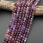 Super 7 Crystal Element Natural Phantom Amethyst Cacoxenite Round Beads 4mm 6mm 8mm 9mm 10mm 12mm Powerful Healing Stone 15.5" Strand