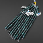 AAA Large 3mm Drill Hole Beads Hand Carved Natural Guatemalan Dark Blue Green Jade Decorative Symbol Tube Good for Leather Cord 8" Strand