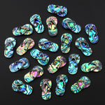 Real Natural Abalone Flip Flop Sandal Pendant Rainbow Iridescent Peacock Blue Green Pink Purple Colors