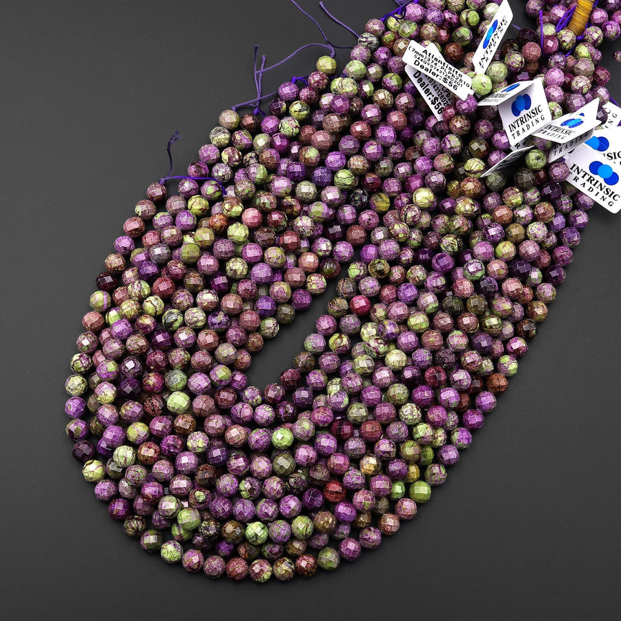 AAA Faceted Natural Purple Atlantisite Stichtite Green Serpentine Round Beads 6mm 7mm 8mm 9mm 15.5" Strand