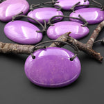 Two 2 Hole Pendant Natural Lilac Purple Phosphosiderite Oval Pendant Drilled Gemstone
