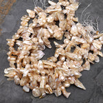 Large Genuine Freshwater Blister Pearl Freeform Top Side Drilled Shimmery Iridescent Peach Pearl 15.5" Strand