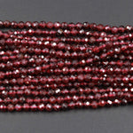 AAA Natural Red Garnet Gemstone Beads Micro Faceted 2mm 3mm 4mm Round High Quality Laser Diamond Cut Gemstone 15.5" Strand