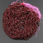 AAA Natural Red Garnet Gemstone Beads Micro Faceted 2mm 3mm 4mm Round High Quality Laser Diamond Cut Gemstone 15.5" Strand