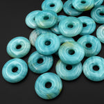 AAA Natural Brazilian Blue Amazonite Donut Pendant 30mm