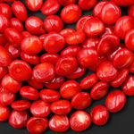 AAA Genuine Orange Red Coral Freeform Coin Nugget Beads 15.5" Strand
