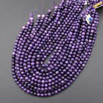 Natural Dark Purple Lepidolite 6mm Smooth Round Beads 15.5" Strand