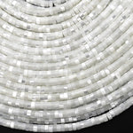 AAA Natural White Mother of Pearl 4mm Heishi Rondelle Beads 15.5" Strand