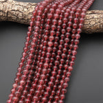 AAA Translucent Natural Red Strawberry Quartz 4mm 6mm 8mm Smooth Round Beads From South Africa 15.5" Strand