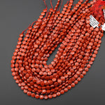 AAA Faceted Natural Red Jasper 6mm 8mm Coin Gemstone Beads 15.5" Strand