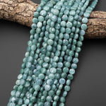 Faceted AAA Natural Guatemalan Light Blue Green Jade 6mm 8mm Coin Beads 15.5" Strand