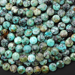 AAA Faceted Natural African Turquoise 6mm 8mm Coin Beads Gemstone 15.5" Strand
