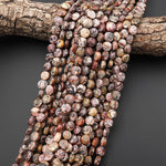 AAA Faceted Natural Leopard Skin Jasper 6mm 8mm Coin Beads Gemstone 15.5" Strand