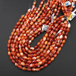 AAA Natural Striped Red Agate Barrel Drum Beads 15.5" Strand