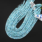 Natural Blue Larimar Smooth 6mm 7mm Heishi Rondelle Beads Gemstone 15.5" Strand