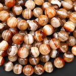 AAA Natural Banded Agate Beads 12mm Round Beads – Earth Tone Brown Caramel Burnt Orange Striped Gemstone 15.5" Strand