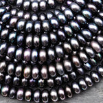 Genuine Freshwater Pearl 10mm 11mm Rondelle Smoky Metallic Gray Color 15" Strand