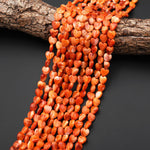 AAA Natural Orange Red Spiny Oyster Smooth Heart Beads 6mm 8mm 12mm 15.5" Strand