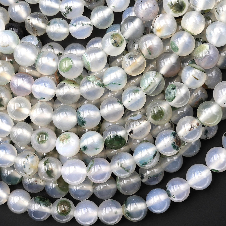 AAA Natural Green Moss Blossom Agate 4mm 6mm 8mm 10mm Round Beads 15.5" Strand