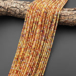 AAA Faceted Genuine Natural Zircon 3mm 4mm Rondelle Beads Fiery Orange Yellow Peach Diamond Cut Gemstone 15.5" Strand