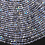AAA Faceted Natural Labradorite 4mm Rondelle Beads 15.5" Strand B3819