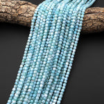 AAA Genuine Natural Blue Larimar Beads Faceted 4mm Cube Gemstone Beads 15.5" Strand