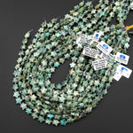 Natural African Turquoise Beads Faceted 10mm Carved Star Gemstone 15.5" Strand