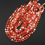 AAA Carved Natural Red Spiny Oyster 4 Four Leaf Clover Beads 8mm 16" Strand