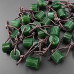 Natural Canadian Green Jade Tube Cylinder Gemstone Focal Bead Pendant Large 2.5mm Drill Hole