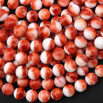 AAA Natural Red Spiny Oyster Round Beads 6mm 8mm 16" Strand