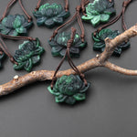 AAA Hand Carved Two 2 Tone Natural Guatemalan Jade Lotus Flower 2 Two Hole Connector Pendant Gemstone Focal Bead
