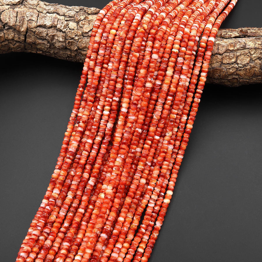 AAA Genuine Natural Red Spiny Oyster 4mm 6mm 8mm Rondelle Beads 15.5" Strand
