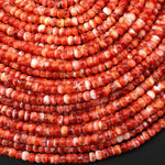 AAA Genuine Natural Red Spiny Oyster 4mm 6mm 8mm Rondelle Beads 15.5" Strand
