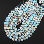 Faceted Natural Impression Jasper 10mm Square Cushion Gemstone Beads 15.5" Strand